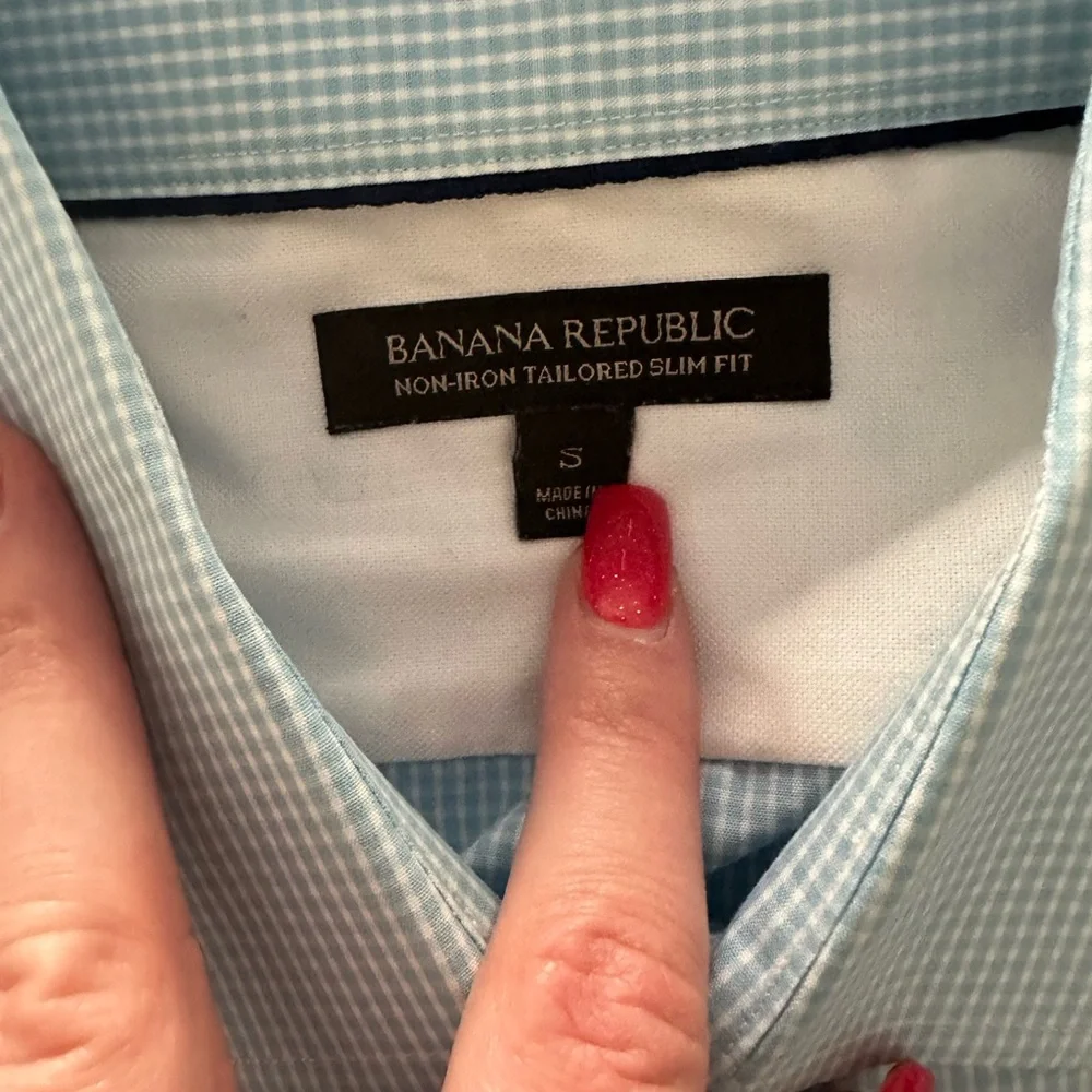 Banana Republic Light Blue Checkered Dress Shirt